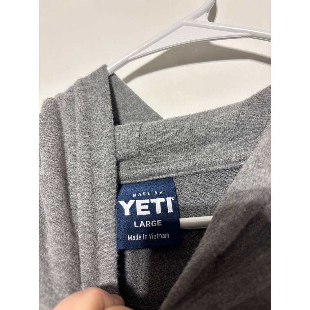 Yeti Mens Size Large Grey Hoodie No Drawstrings - Picture 8 of 9